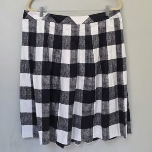 Talbots Black and White Plaid A-Line Skirt